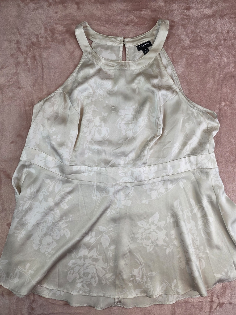 Torrid Cream Floral Halter Peplum Top